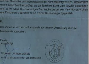 Entscheidung des Amtsgerichts Siegen vom 14. August über die Rückführung von Schwester Zhao.