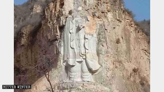 Guanyin-Statue wurde zerstört.