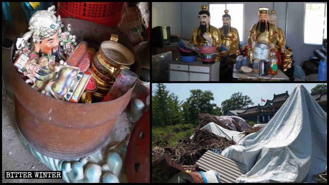 Taoistische Statuen wurden aus dem Qingxu-Tempel entfernt